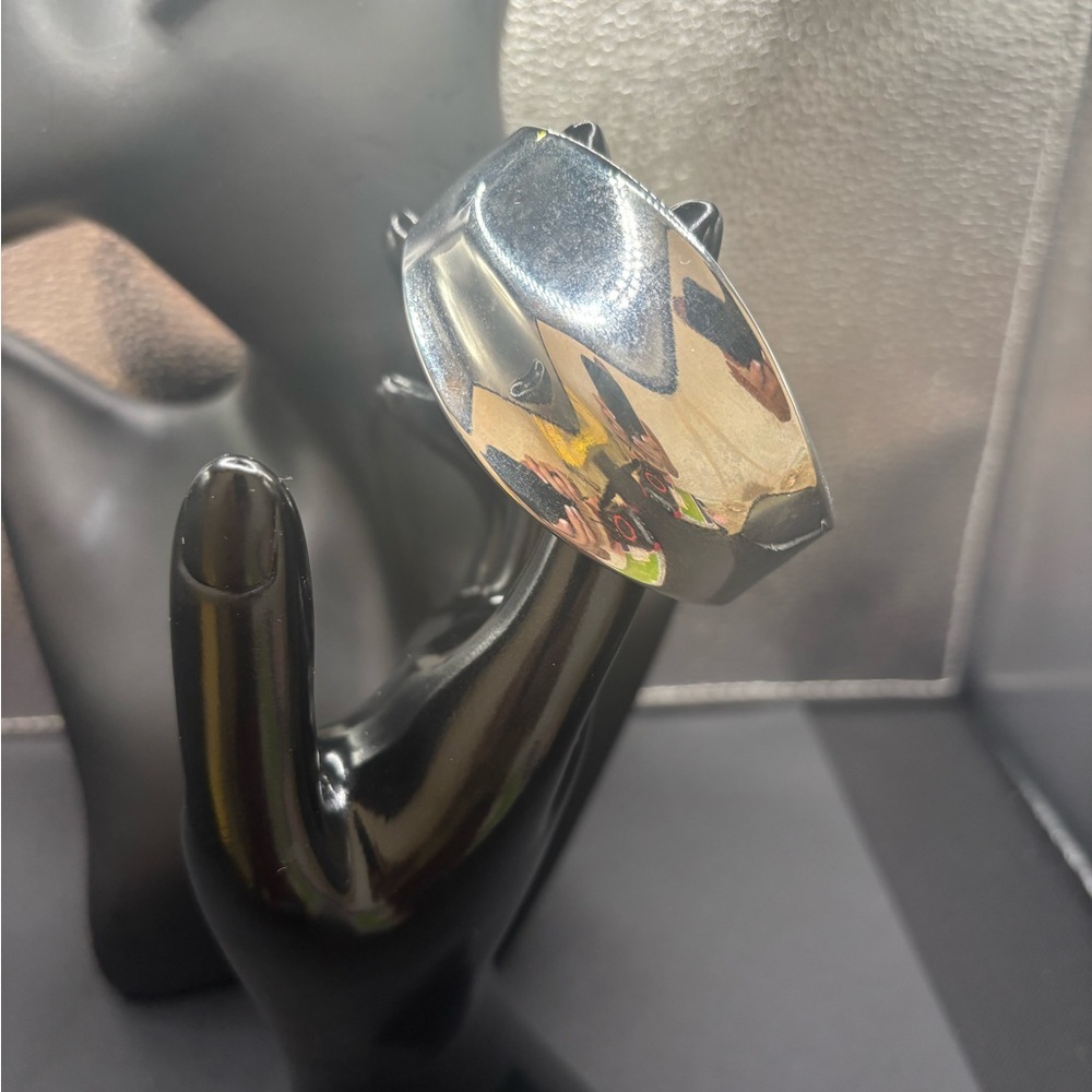 Silver Statement Thick Bangle - image 1